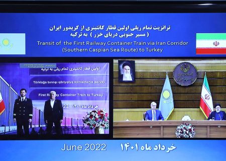 ترانزیت تمام ریلی نخستین قطار کانتینری قزاقستان از مسیر ایران آغاز شد