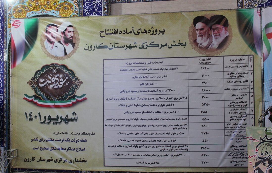 ۱۴ پروژه عمرانی در شهرستان کارون بهره‌برداری شد